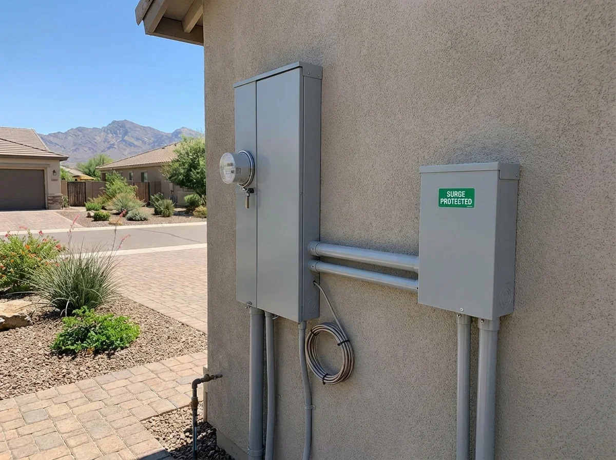 New whole-home surge protector installed, safeguarding your electronics from damaging power spikes